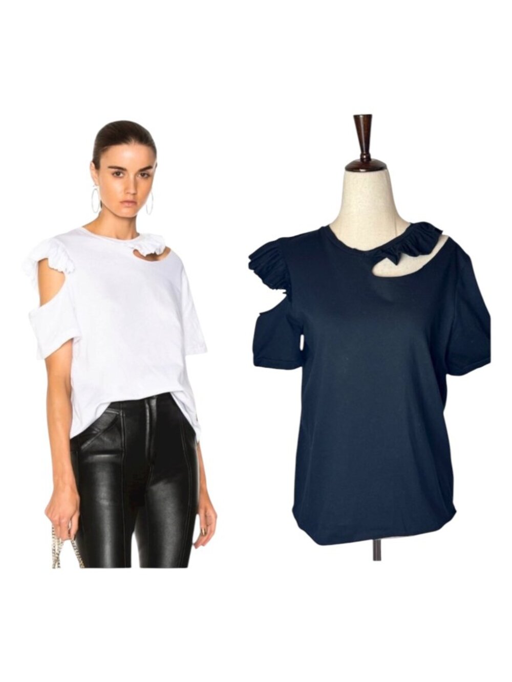 Maggie Marilyn Shirt Women XS Black Ruffle Cutout Endless Possibilities Tee Goth
